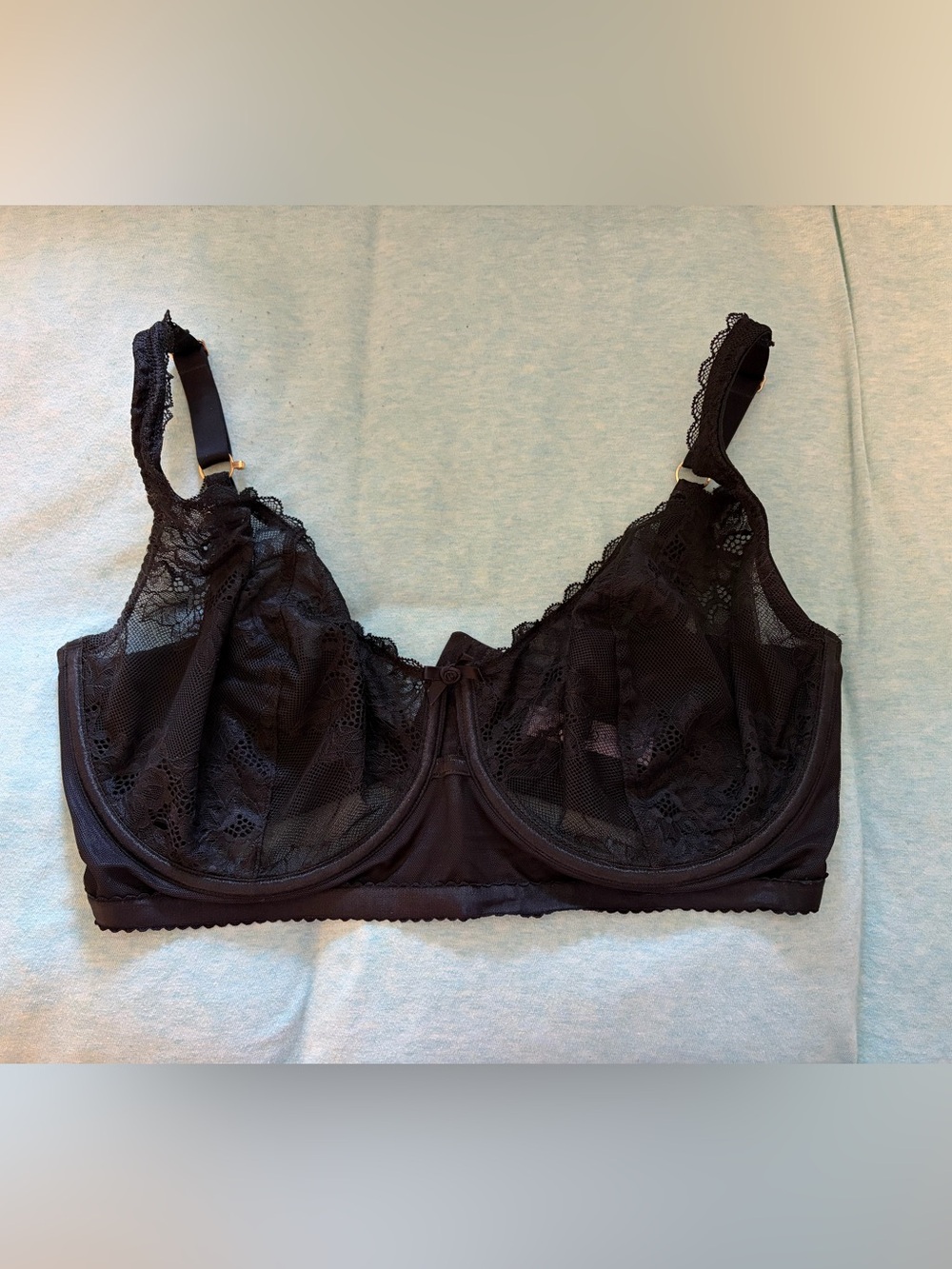Cacique Black Lace unlined balconette bra
